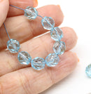 8mm Aqua blue Czech glass round fire polished beads aventurine 15pc