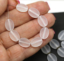 12x9mm Frosted clear oval flat Czech glass pressed beads, 15Pc