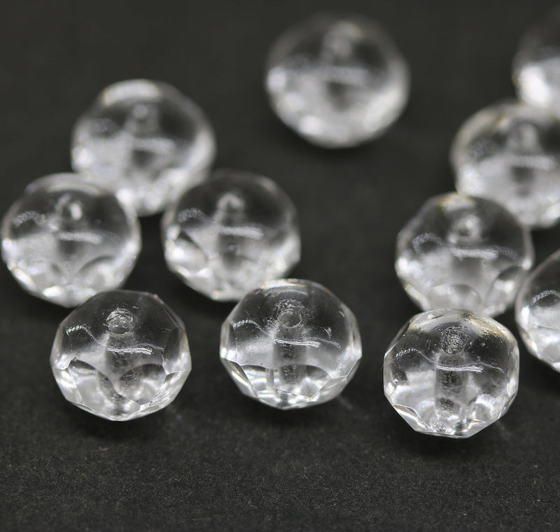 6x8mm Crystal clear rondelle Czech glass beads, 12Pc