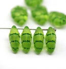 Frosted green grape fruit Czech glass beads, 8pc