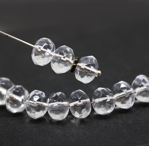 6x8mm Crystal clear rondelle Czech glass beads, 12Pc