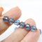 6mm Blue cathedral Czech glass beads copper ends 20Pc