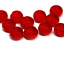 6x9mm Frosted red Czech glass rondelle beads - 12Pc