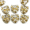 10pc Clear cat head beads, bronze wash Czech glass feline beads