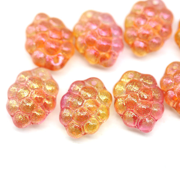 Pink grape fruit Czech glass beads