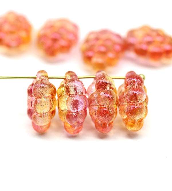 Pink grape fruit Czech glass beads