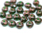 4x7mm Emerald green copper wash rondelle beads Czech glass - 25pc