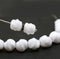 9mm White baroque Czech glass pressed barrel beads, 10pc