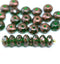 4x7mm Emerald green copper wash rondelle beads Czech glass - 25pc