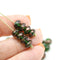 4x7mm Emerald green copper wash rondelle beads Czech glass - 25pc
