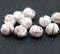 9mm White baroque Czech glass pressed barrel beads, old patina finish, 10pc