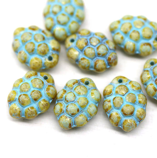 Picasso grape fruit Czech glass beads, 8pc