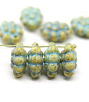 Picasso grape fruit Czech glass beads, 8pc