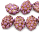 Purple pink picasso grape fruit Czech glass beads