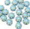 9mm Blue golden inlays Czech glass daisy flower beads, 20pc