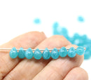 5x7mm Sea blue glass drops, czech teardrop beads, 50pc