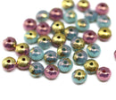 3x5mm Turquoise blue pink rondelle fire polished Czech glass beads mix, 40pc
