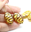 22x14mm Statement oval yellow Czech glass beads with gold ornament