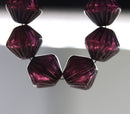11mm Dark purple czech glass bicone beads copper stripes