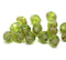 8x6mm Olive green cathedral Picasso czech glass barrel beads, 15Pc