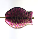 Large fish Dark purple Czech glass pressed beads gold inlays