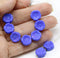 12mm Cornflower blue Pansy flower glass beads AB coating - 10pc