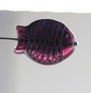  Large fish dark purple Czech glass pressed beads