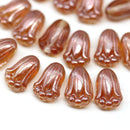 12x8mm Opal brown tulip Czech glass beads, 20Pc