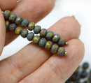 3x5mm Rustic yellow blue rondelle beads, czech glass, 40pc