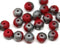 5x7mm Matte red czech glass rondelle beads, dark silver metallic, 20pc