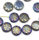 13mm Metallic celestial czech glass beads Moon and stars
