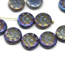 13mm Metallic celestial czech glass beads Moon and stars