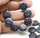 13mm Metallic celestial czech glass beads Moon and stars
