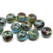 6x8mm Blue brown rondelle czech glass beads, picasso - 12Pc