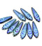 5x16mm Peacock feather ornament dagger czech glass beads - 10pc