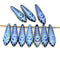 5x16mm Peacock feather ornament dagger czech glass beads - 10pc