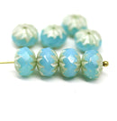 7x10mm Milky blue crueller rondelle Czech glass beads - 8Pc