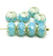 7x10mm Milky blue crueller rondelle Czech glass beads - 8Pc