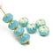 7x10mm Milky blue crueller rondelle Czech glass beads - 8Pc