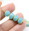 7x10mm Milky blue crueller rondelle Czech glass beads - 8Pc