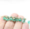 6x9mm Teal green czech glass teardrop beads, golden flakes 20pc