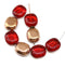 14x12mm Red copper large oval beads czech glass, 6Pc