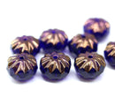 7x10mm Cobalt blue crueller rondelle Czech glass beads - 8Pc