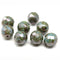 12mm Picasso mother of pearl shine Czech Glass round fire polished beads 4pc