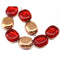 14x12mm Red copper large oval beads czech glass, 6Pc