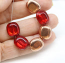 14x12mm Red copper large oval beads czech glass, 6Pc