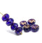 7x10mm Cobalt blue crueller rondelle Czech glass beads - 8Pc