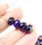 7x10mm Cobalt blue crueller rondelle Czech glass beads - 8Pc