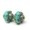 13x15mm Turquoise green picasso crown czech glass fire polished large bicones 2pc