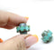 13x15mm Turquoise green picasso crown czech glass fire polished large bicones 2pc